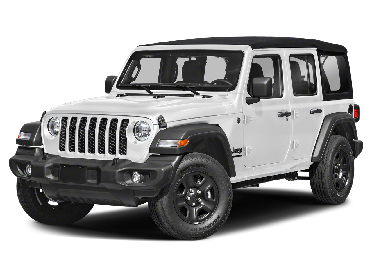 2026 Jeep Wrangler WRANGLER 4-DOOR SAHARA in Bright White Clear-Coat Exterior Paint — front three-quarter view