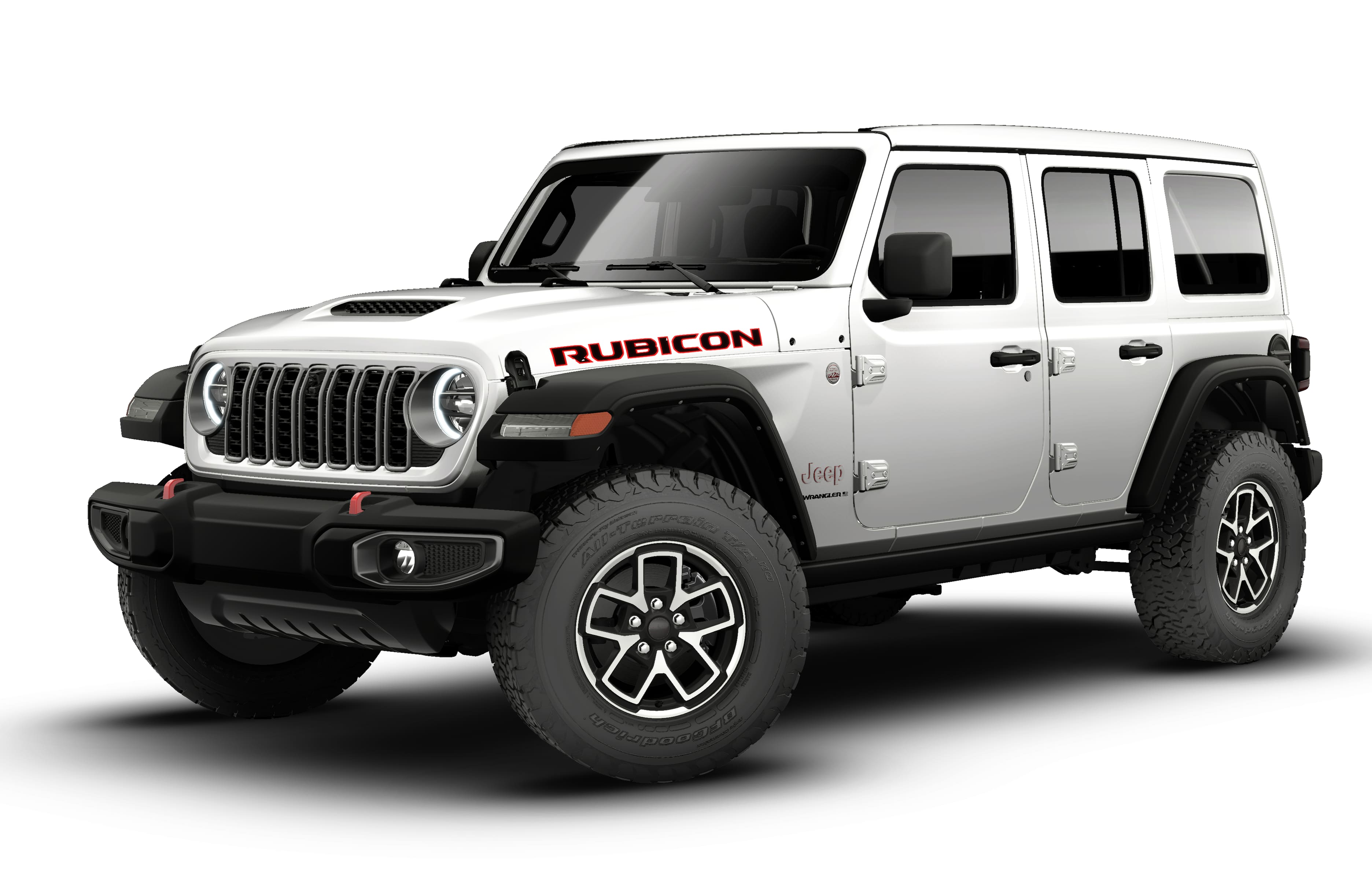 2026 Jeep Wrangler WRANGLER 4-DOOR RUBICON in Bright White Clear-Coat Exterior Paint — front three-quarter view