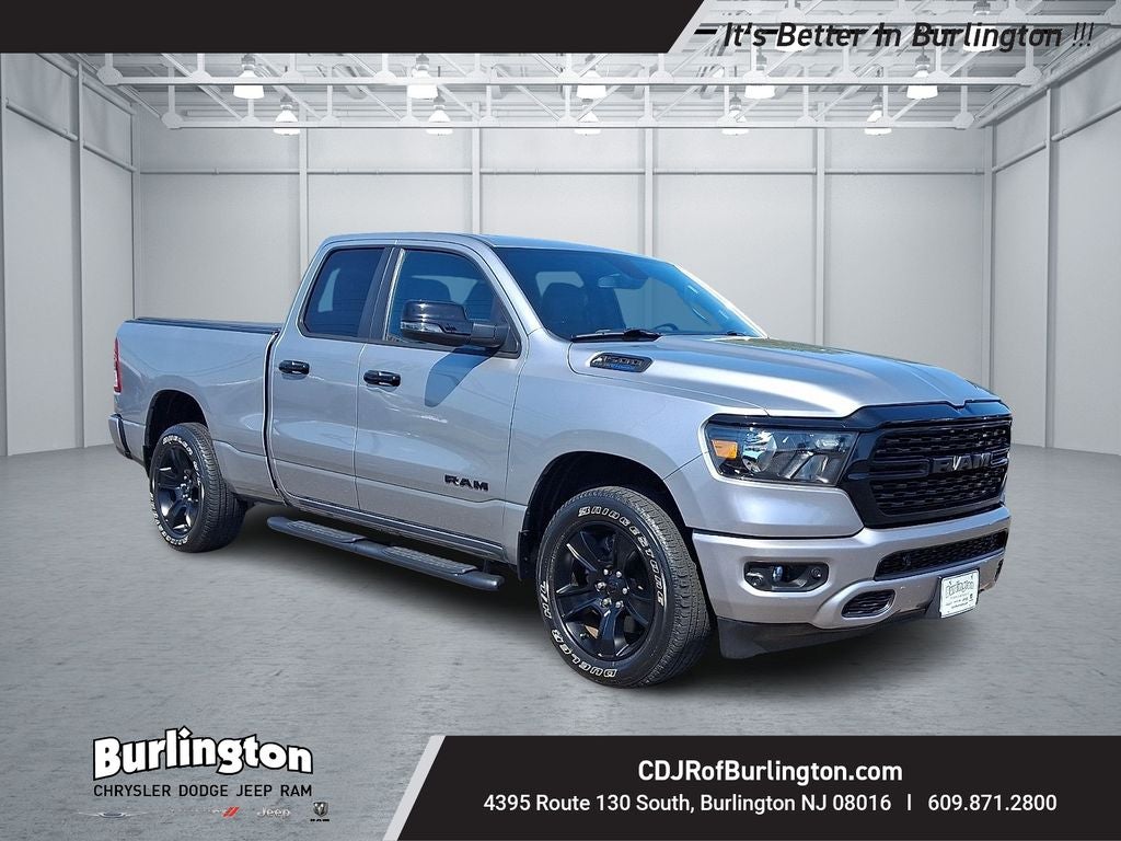 2023 RAM Ram 1500 Big Horn Quad Cab 4x4 6'4' Box in Billet Silver Metallic Clearcoat — front three-quarter view