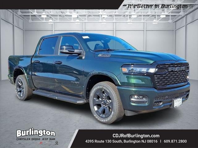 2026 RAM Ram 1500 RAM 1500 BIG HORN CREW CAB 4X4 5'7' BOX in Serrano-Green Metallic Exterior Paint — front three-quarter view
