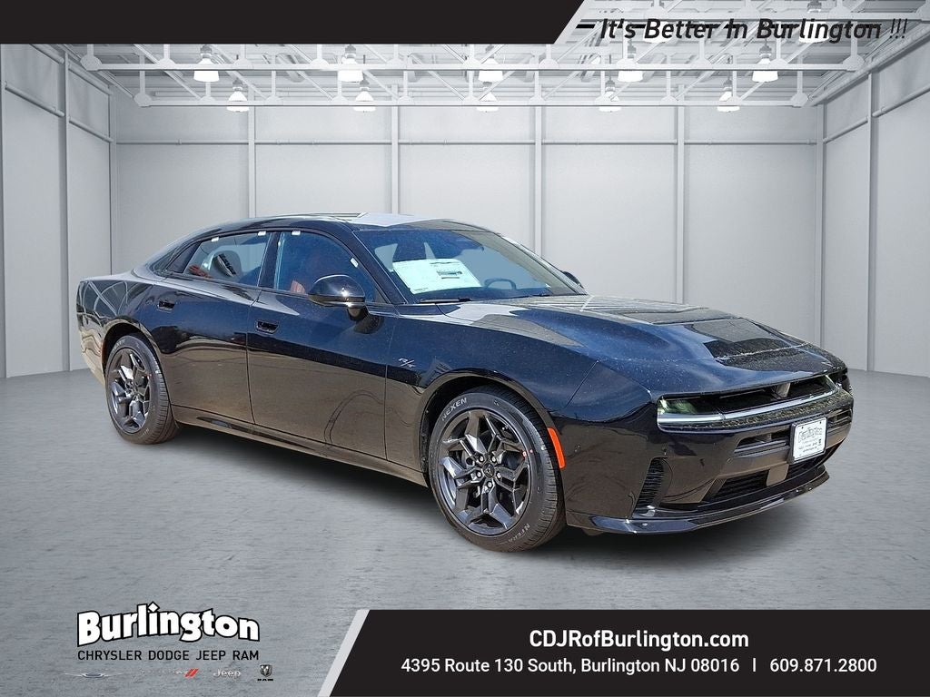2026 Dodge Charger CHARGER R/T PLUS 4-DOOR AWD in Diamond Black Crystal Pearlcoat — front three-quarter view