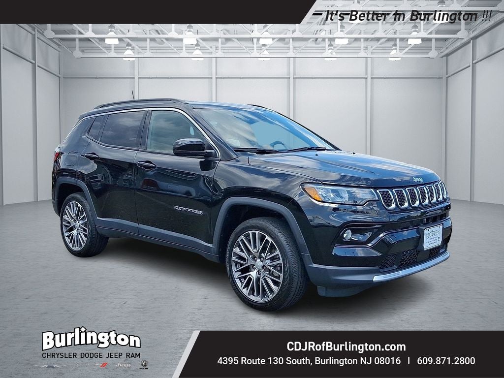 2023 Jeep Compass Limited 4x4 in Diamond Black Crystal Pearlcoat — front three-quarter view