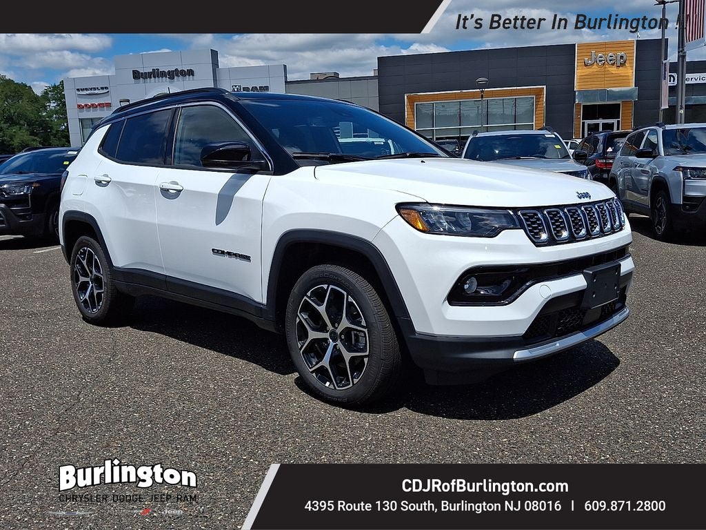 2026 Jeep Compass COMPASS LIMITED 4X4 in Bright White Clear-Coat Exterior Paint — front three-quarter view