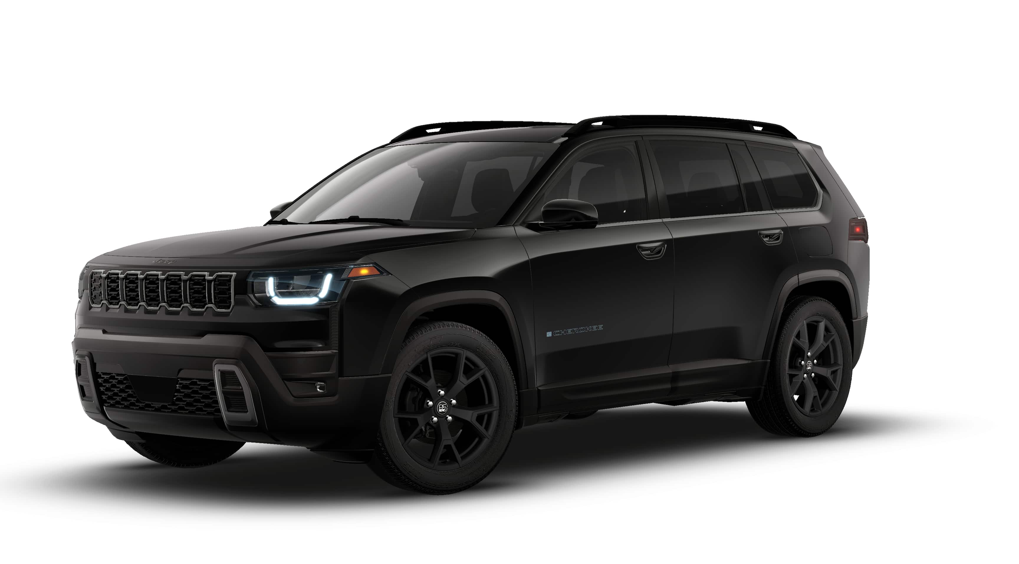2026 Jeep Cherokee CHEROKEE 85TH ANNIVERSARY EDITION 4X4 in Diamond Black Crystal Pearl-Coat Exterior Paint — front three-quarter view