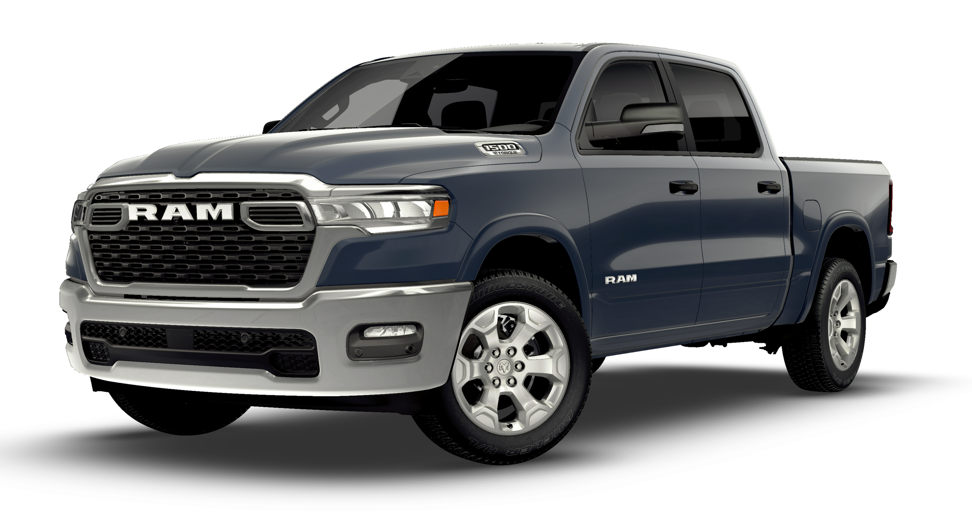 2026 RAM Ram 1500 RAM 1500 BIG HORN CREW CAB 4X4 5'7' BOX in Forged Blue Metallic Exterior Paint — front three-quarter view